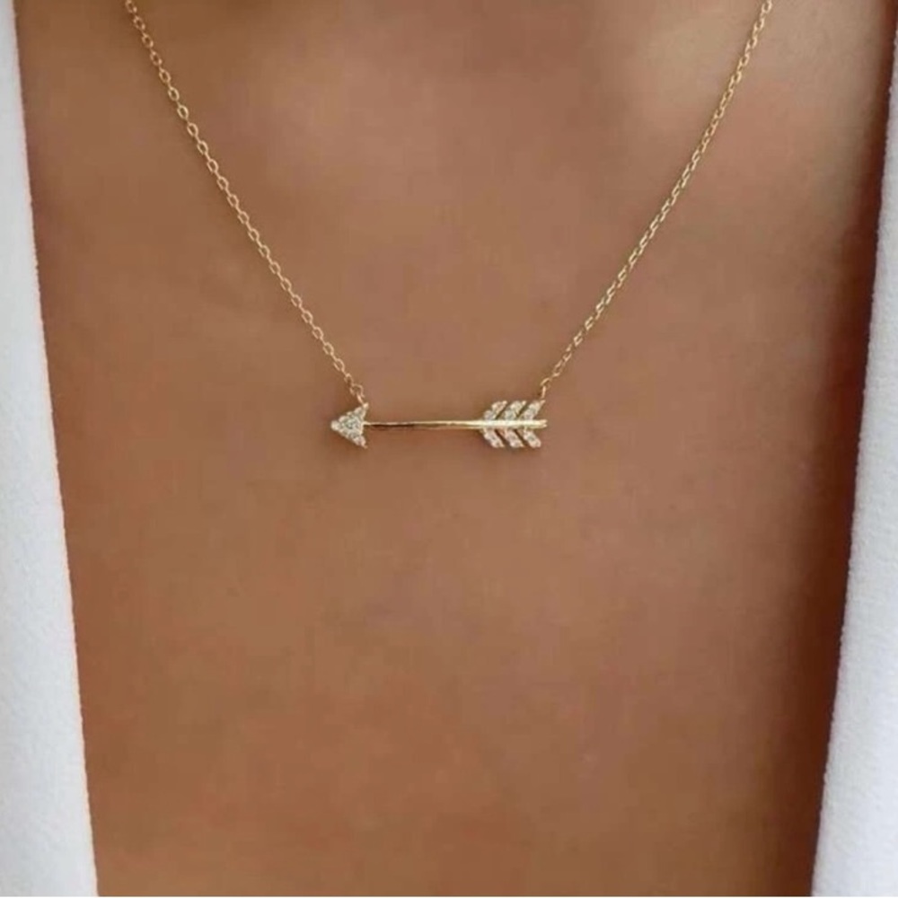 Gold Arrow Rhinestone Necklace